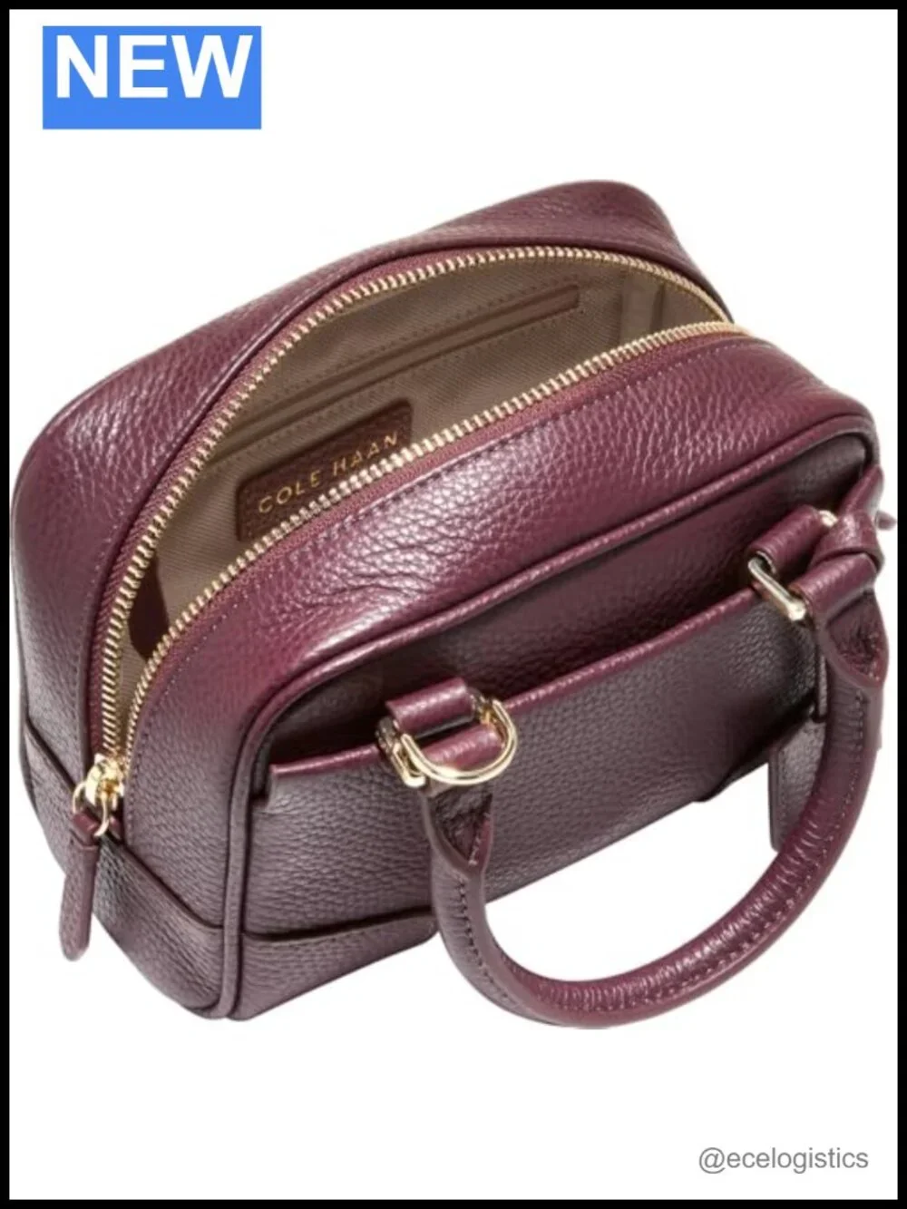 Leather Mini Satchel Crossbody Bag Double Zip Handbag